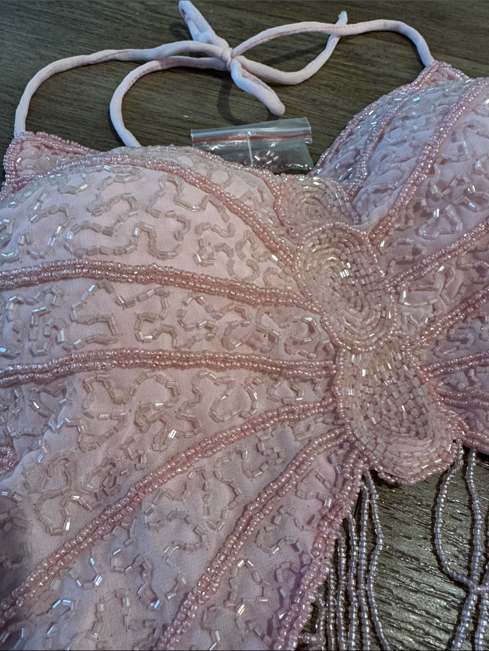 Beaded Pink Butterfly Crop Top